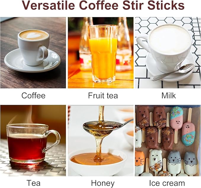 Wooden Coffee Stirrers Individually Wrapped 5.5" Coffee Stir Sticks 1000 Pcs, Natural Birch Round End Thick Birch Wood Eco-Friendly Suitable for Coffee, Cocktail and Hot Drinks
