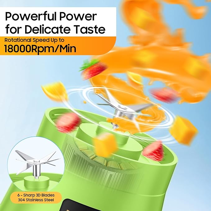 Portable Blender for Smoothies & Shakes - Cordless Personal Size Mini Blender with BAP Free Juice Cup, USB Rechargeable Suit for Sports/Picnic