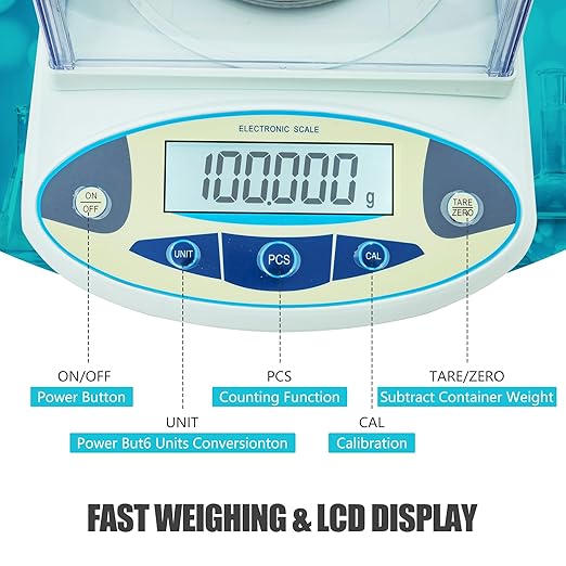Lab Scale 2000g x 0.001g, High Precision Analytical Balance with Digital Windshield. Electronic Gram Scale for Jewelry/Kitchen/Scientific Use, 11 Units Conversion, Portable Digital Scientific Scale