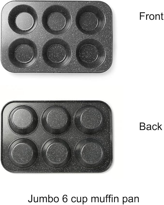 Monfish extra large muffin pan jumbo cupcake tray Carbon steel stone finish 3.5 inch cup