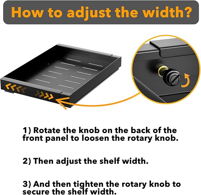 SpaceAid Pull Out Cabinet Organizer, 1 Pack Expandable 11.8"-19.6" (Need to Pull to Widen) Heavy Duty Pull-Out Drawer with Adhesive Tape for Kitchen Storage Cabinets (Black, 17" Deep)