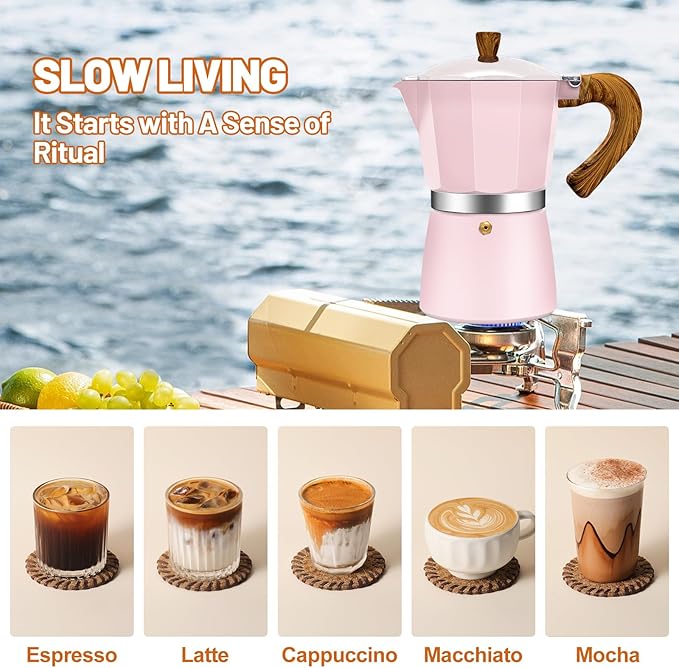 9 Cup Aluminum Espresso Stovetop Moka Pot Express Coffee Maker Percolator Italian Classic Mocha Coffee Machine for Italian and Cuban Cafe Brewing for Home & Camping 450ml 15oz