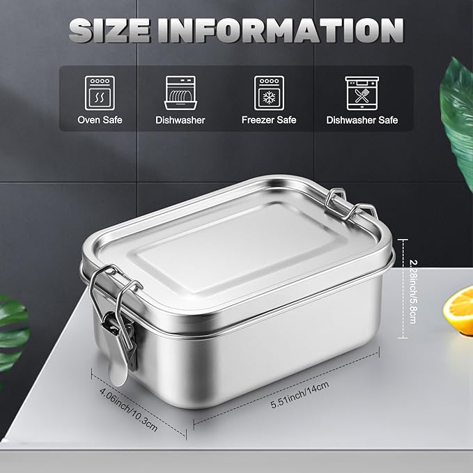 Umigy 12 Pcs Stainless Steel Bento Box 550ml Metal Lunch Box Food Storage Containers Metal Container, Lockable Clips to Leak Proof, Reusable Dishwasher Safe Lunch Snack Boxes for Work, School