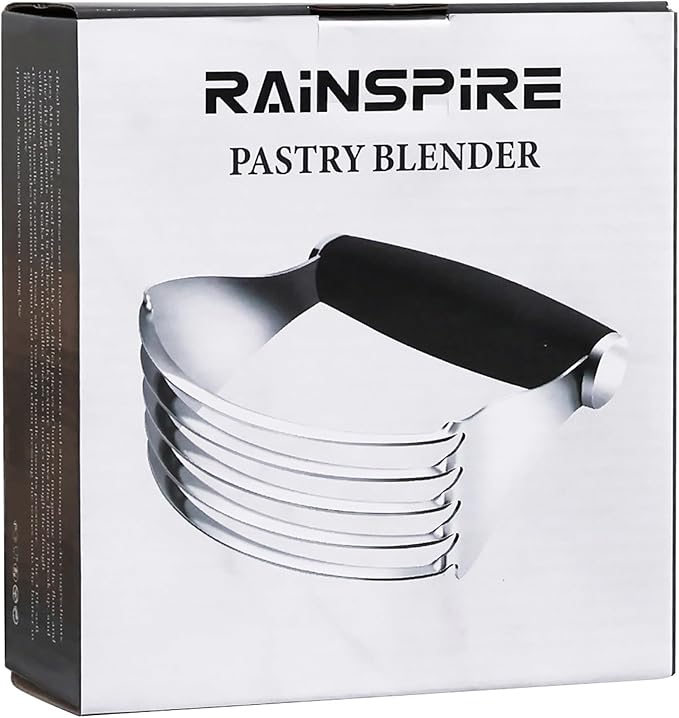 Rainspire XL Pastry Cutter For Baking, Heavy Duty Pastry Blender Stainless Steel, Thick Sharp Blades Dough Blender, Dough Cutter Butter Cutter Pastry for Easy Mixing, Dishwasher Safe (Black)