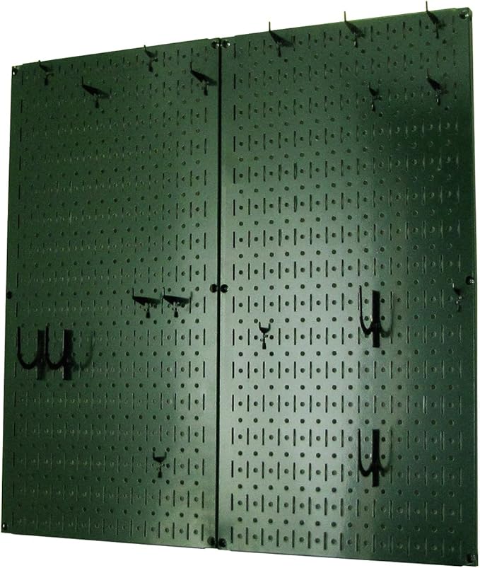Wall Control Kitchen Pegboard Organizer Pots and Pans Storage Rack Organization Kit with Green Pegboard and Black Accessories