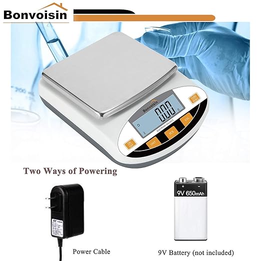 Bonvoisin Lab Scale 2000g x 0.01g Digital Precision Analytical Balance 10mg High Precision Electronic Balance Jewelry Scale Kitchen Scale Scientific Scale Laboratory Scale Balance (2000g x 0.01g)