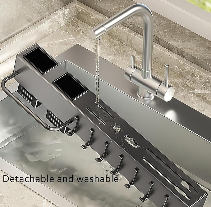 20" Gunmetal Gray Utensil Rack - Space Saving Carbon Steel Wall Organizer with 2 Mounting Types