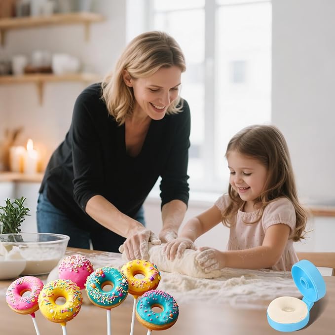 Blue Donut Mold, Fun Donut Pop Maker Circle Cake Pop Cutter Baking Tools Accessories for Donuts Cake Cookies DIY Desserts