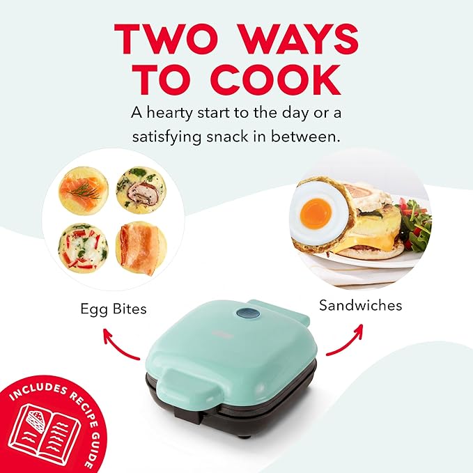Dash Deluxe Egg Bite Maker - Electric Egg Bite Maker for Healthy Protein Snacks - Quick Cleanup, Space-Saving Design & Non-Slip Feet - 4 Servings, Aqua