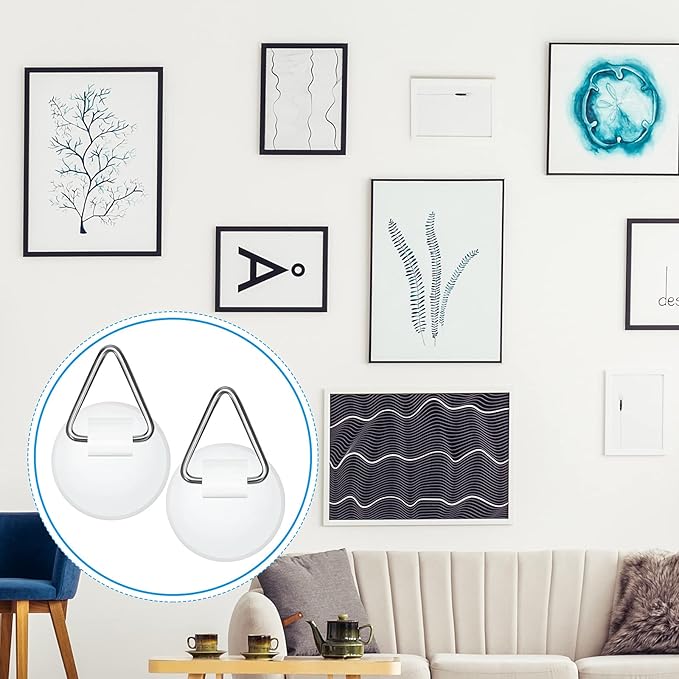 Patelai 40 Pieces Invisible Plate Hangers Wall Adhesive Picture Hangers Vertical Plate Holders for Hanging Decorative Plates Wall Hooks Display Art Photo Frames Paintings