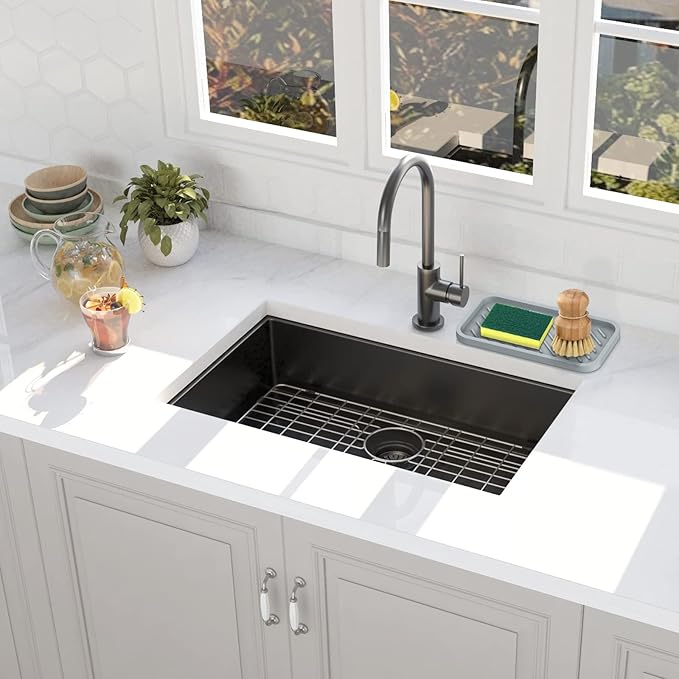 EG-SIPRO Kitchen Sink Organizer Tray,Sponge Holder for Kitchen Sink Bathroom Counter Tray Sponge Caddy Silicone Soap Holder for Soap Dispenser, Bottle, Dishwashing Accessories(2-Pack)