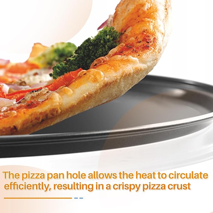 13 Inch Nonstick Pizza Pan Fit for Breville Smart Oven BOV800XL, BOV845BSS Countertop Oven Accessories Round Pizza Tray Replacement, with 50 Pcs Parchment Paper Sheets（Heavy Carbon Steel）