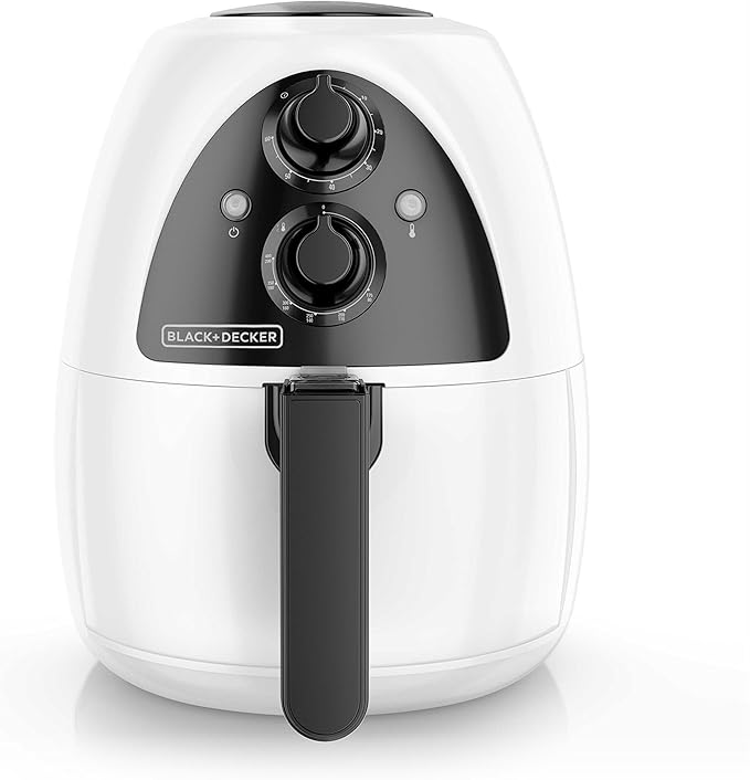 BLACK+DECKER Purify 2-Liter Air Fryer, White/Black, HF100WD