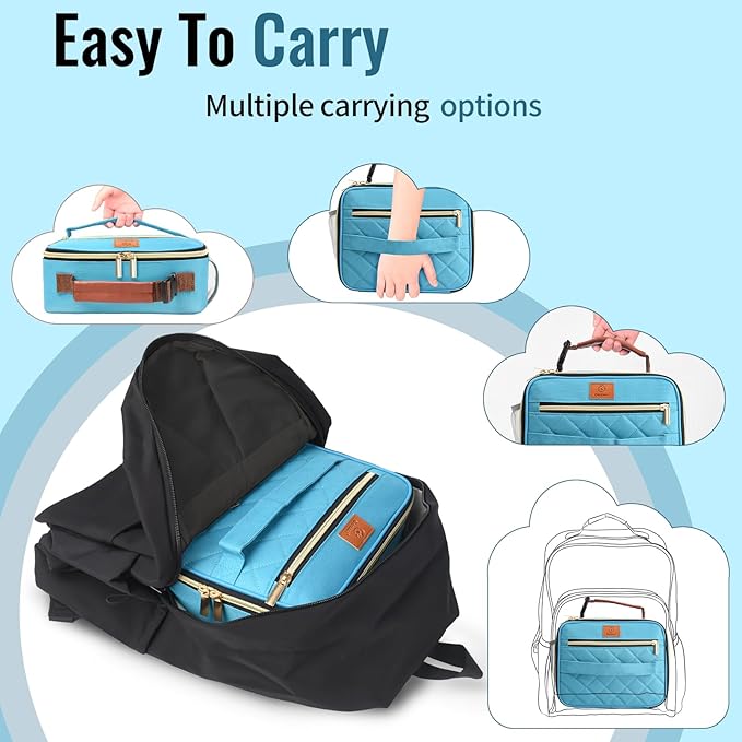 Genteen Lunch Box for Men Women Adults Kids - Insulated LunchBox Reusable, Zip Closure & Buckle Handle, Portable Cooler for Work, School, Travel (Light Green)