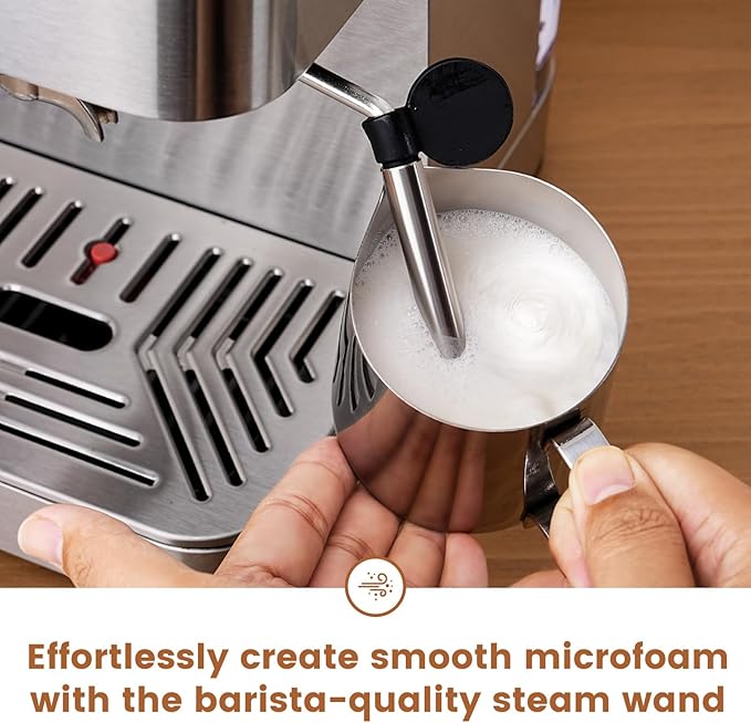 Gevi Espresso Machine with 58mm Portafilter & Milk Frother, 20 Bar Compact Expresso Machines for Home, Professional Espresso Coffee Machines for Cappuccino & Latte, Stainless Steel (Silver)