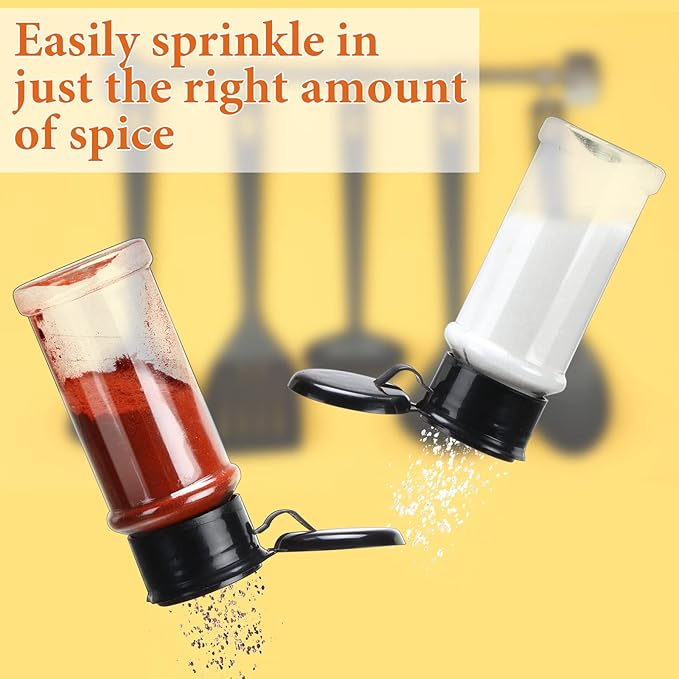 Amyhill 100 Pcs Plastic Spice Bottles Spice Jars Seasoning Jars Shaker Plastic Jars 3.3 Oz/ 100ml Seasoning Shaker with Shaker Lids(Black Lid)