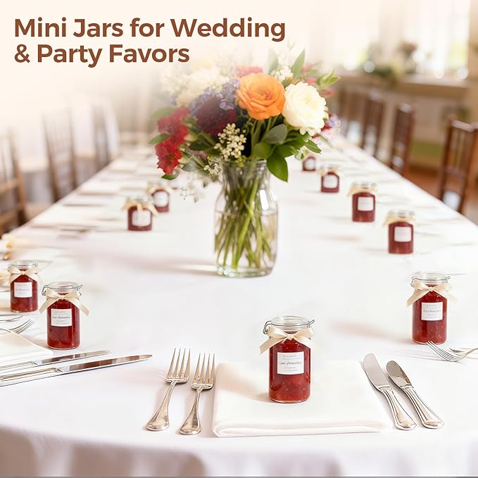 ComSaf 12 Pack 4 oz Glass Spice Jars with Airtight Swing Top Lids, Small Clear Containers for Pantry Organization, Herb Storage, DIY Crafts & Gifts - Complete Set Includes Funnel & Spice Labels