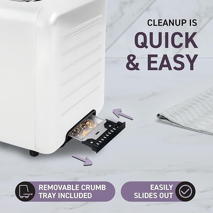 Inspirex Touch Screen Toaster - 2 Extra Wide Slots - 5 Bread Types and 6 Browning Levels - Defrost, Reheat, Favorite, & Single Slot Modes - For Toast, Bagels, & Waffles – White