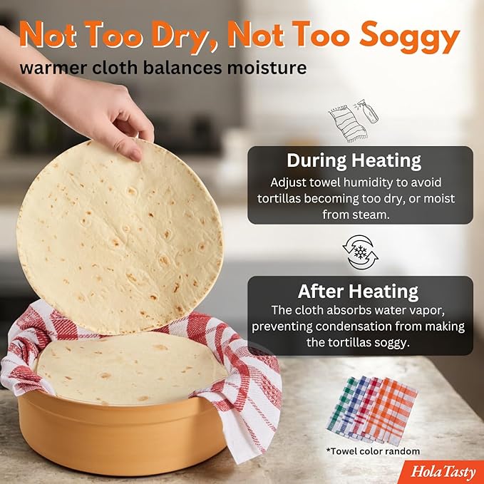 Authentic Terracotta Tortilla Warmer w Decorative Lid, Mexican Terra Cotta Tortillas Holder w Warmer Cloth, Traditional Clay Tortilla Container Heater & Tortillero - Mediterranean Talavera
