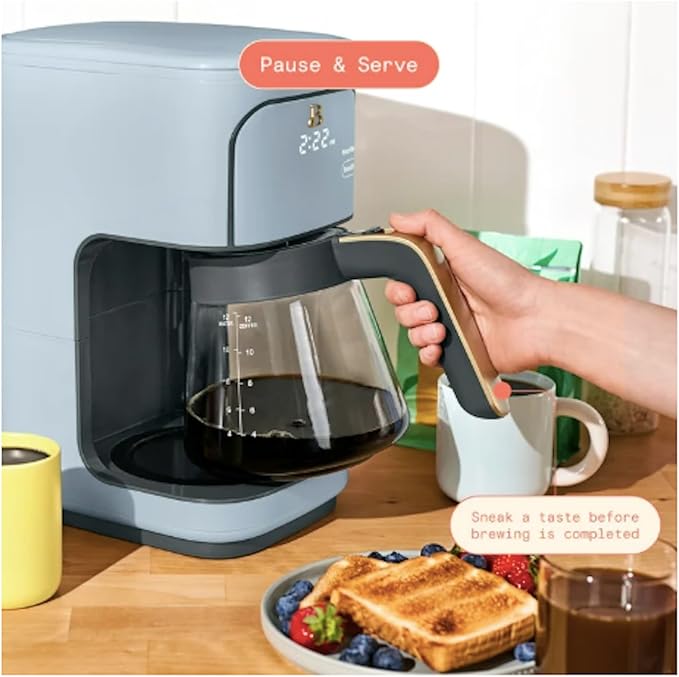 Beautiful 12-Cup Programmable Drip Coffee Maker by Drew Barrymore (Cornflower Blue)