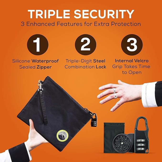 Enjoy Native Smell Proof Bag with Lock 11" x 9", Smell Proof Container, Dog Tested Odor resistant Bags, Best Zipper odor sealing pouch for Herbs, Coffee & Travel Medicine, Scent resistent Containers