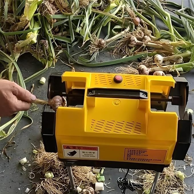 Electric Garlic Root Stem Cutter, Double Head Garlic Top Tails Remover Machine, Cut Beard and Roots