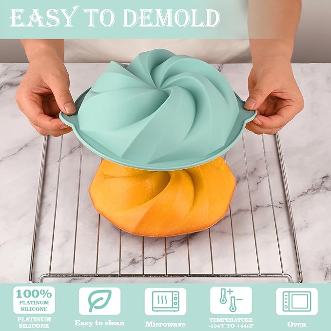HUAKENER 3 Pcs Flower Shape Cake Molds, Nonstick Silicone Cake Molds for Jello Cakes, Cheese Cakes, Strawberry Shortcake, Brownie Tart Pie