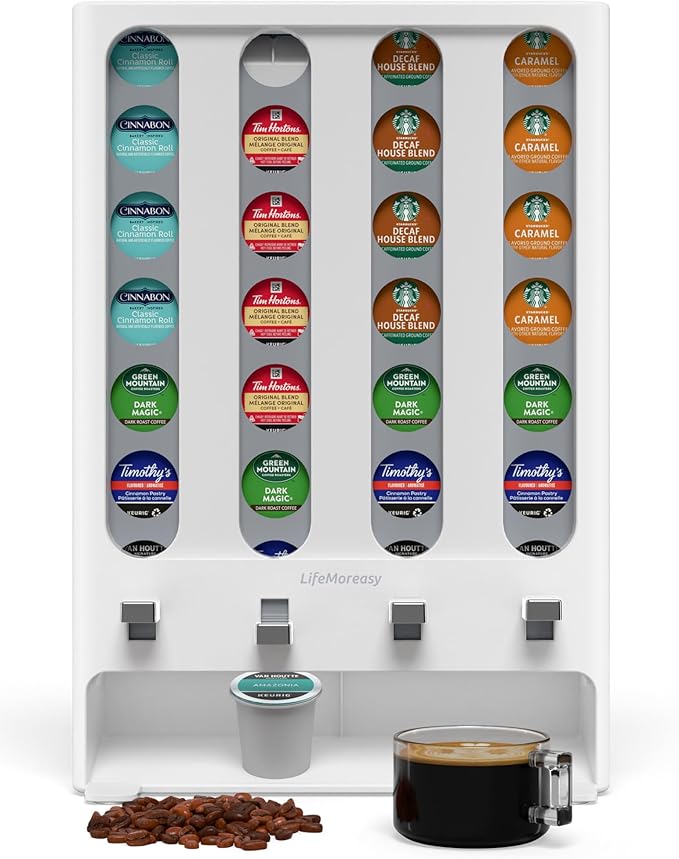 LifeMoreasy K Cup Holder Creative Coffee Pods Storage Stand Vending-Style K Pod Dispenser K Cup Organizer for 28 Pods