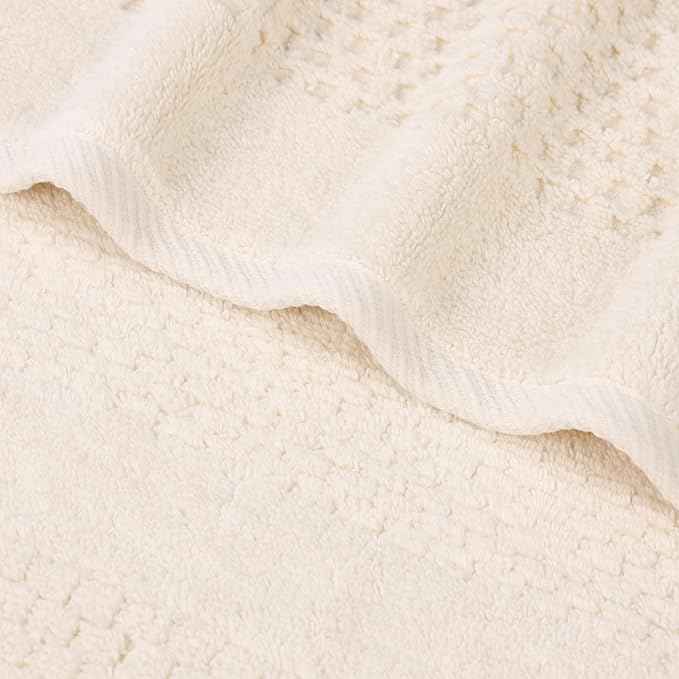 Superior Playa Zero Twist Cotton Medium Weight Towels, for Guest Bath, Bathroom, Shower, Spa, Plush, Quick Dry, Ultra-Soft Towels, Bath Essentials, Waffle Textured, 8 Piece Assorted Towel Set, Ivory