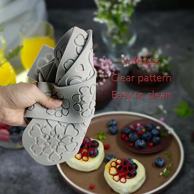 4PCS Heart Silicone Mold,Acxydm Heart Chocolate Molds Hearts Tuile Molds,Fondant Chocolate Molds Set with Love,3D Love Silicone Mold Candy Lace Silica Molds for Making Sugar Craft,Cupcakes