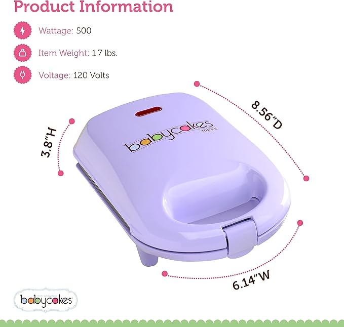Babycakes Mini Cake Pop Maker by Select Brands - Easy-to-Use Machine - Recipes Included - Non-Stick Coating, Non-Skid Feet & Power Light - Makes 9 Cake Pops