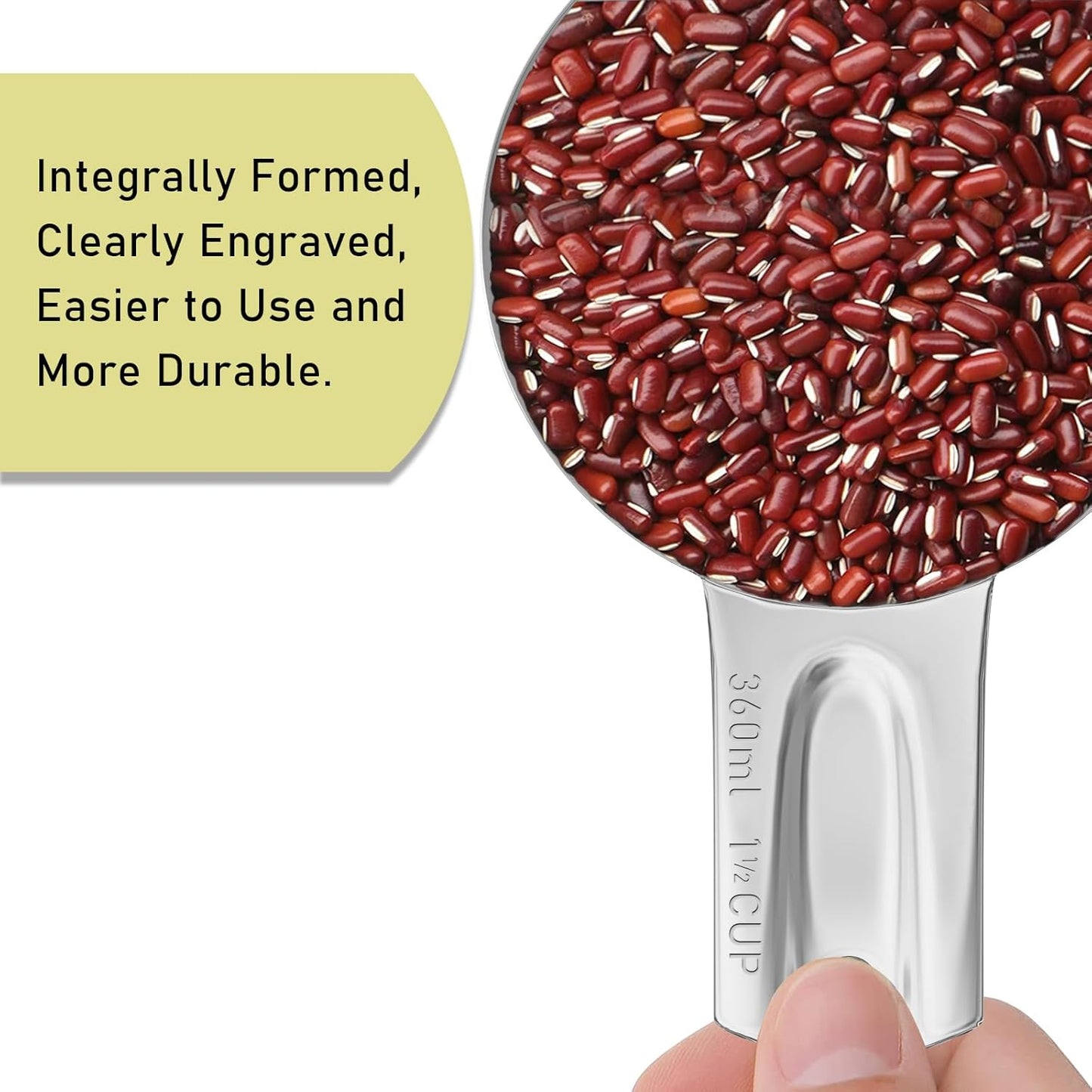 1PCS 1-1/2Cup (360ml, 12oz) Single Measuring Cup, Stainless Steel Measure Scoop, Metric and US Measurement, Dishwasher Safe