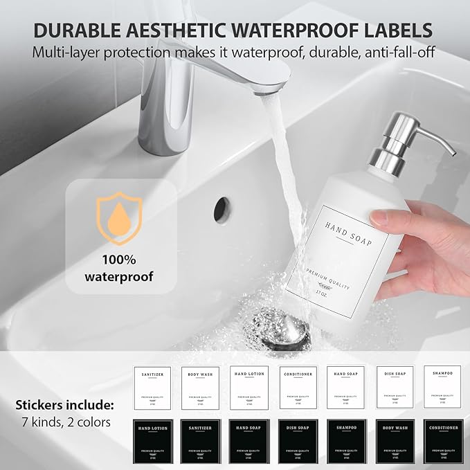 White Glass Soap Dispenser for Kitchen, Dish and Hand Soap Dispenser with Silver Stainless Steel Pump, Modern Kitchen Decor and Accessories (White Bottle/Silver Pump)