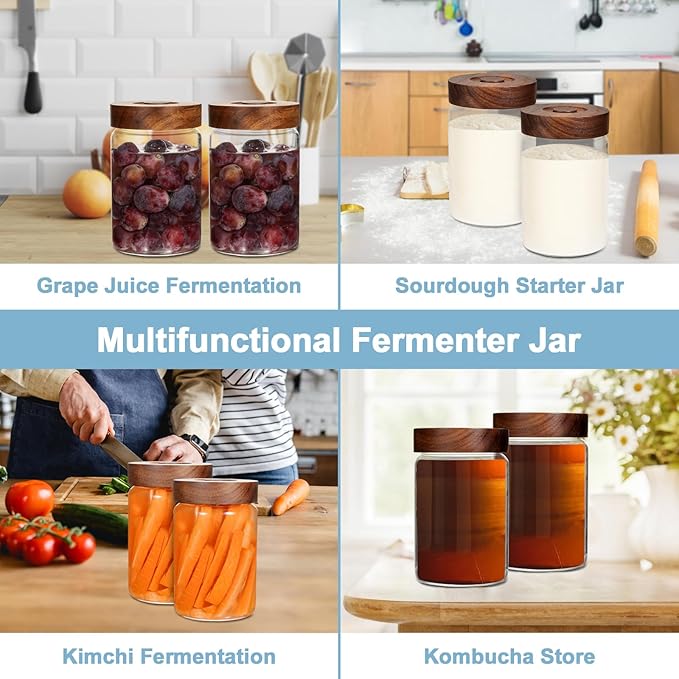 Glass Spice Jars Seasoning Containers Small Glass Jars with Lids Airtight Food Storage Canister for Kitchen Pantry Sugar Tea Coffee Bean Nuts Cookies Herbs Salt (30oz(900ml)*2 pack)
