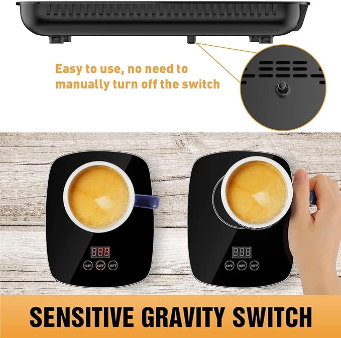 YEOSEN Coffee Mug Warmer,Upgrade Coffee Cup Warmer with 3 Temperature Setting, Adjustable Temperature Beverage Warmer with Auto Shut Off (Without Mug)