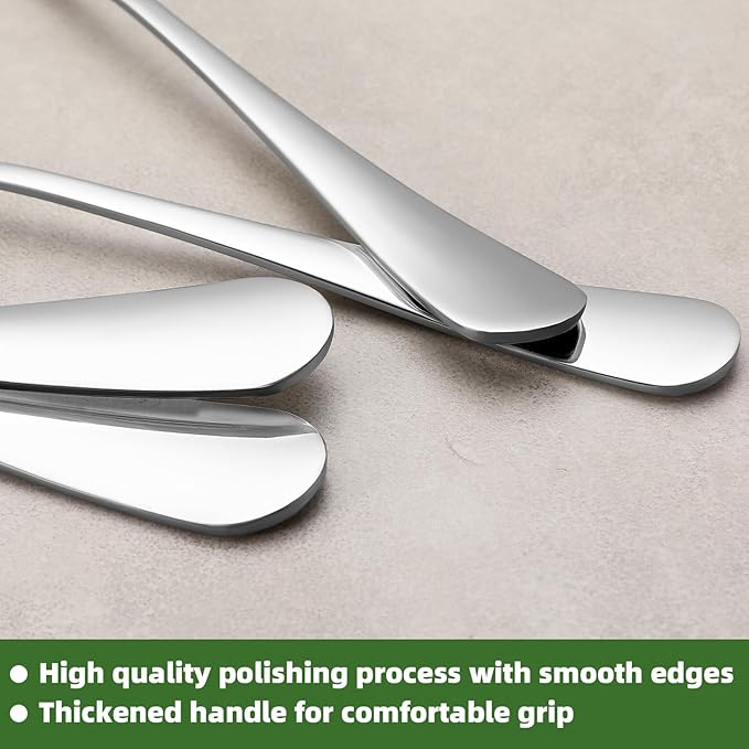 24 Pcs Forks and Spoons Silverware Set, Food Grade Stainless Steel Flatware Cutlery Set for Home, Kitchen and Restaurant, 12 Dinner Fork(8") and 12 Teaspoon(6.7"), Mirror Polished, Dishwasher Safe