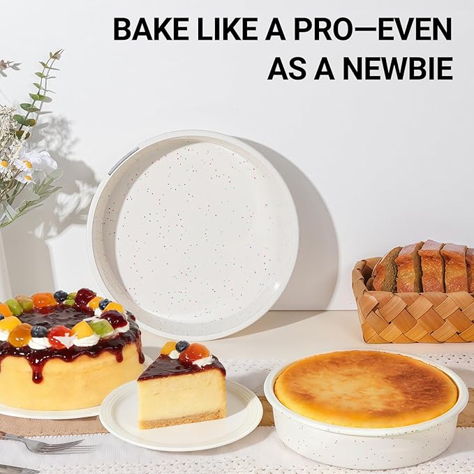 SJ 10 Inch Silicone Round Cake Pan with Metal Reinforced Frame Set of 3, Nonstick Silicone Cake Mold for Baking Suitable for Making Layers, Cheese & Chocolate Cakes