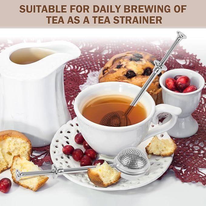 Stainless Steel Tea Strainer,Tea ball Strainers for Loose Tea,Loose Leaf Tea Steeper Fine Mesh Strainer Reusable，Tea Infuser One-Hand Operated Spring-Loaded