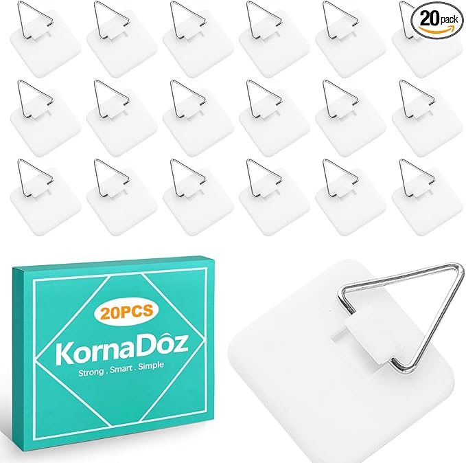 20 Pack Invisible Adhesive Plate Hangers, Vertical Wall Holders for Display, Supports 8-10 Inch Decorative Plates, Art & China, Secure Hangers for Home Décor