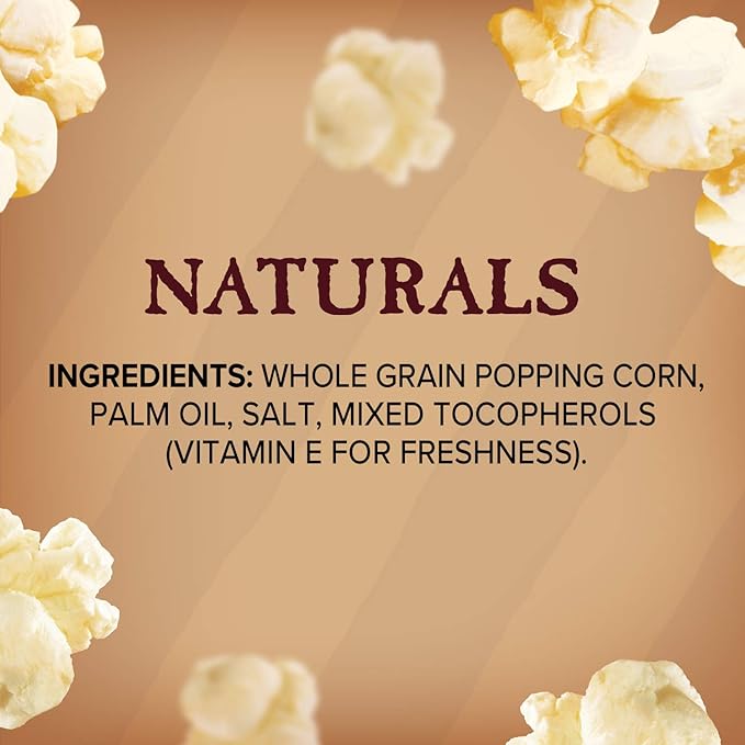 Orville Redenbacher’s Microwave Popcorn, Naturals Simply Salted Flavor, 3g Fiber Per Serving, 3.29 oz., 6-Count (6 Boxes)