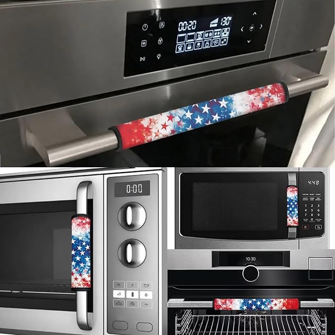 American Flag Theme Refrigerator Handle Door Covers 6 Pcs Microwave Dishwasher Keep Kitchen Clean from Smudges Food Stains Fingerprints July 4th USA Independence Day Decor
