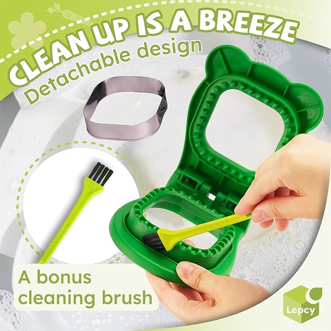 LEPCY Uncrustables Sandwich Maker Sealer Cutter, Crustless Sandwich Cutter, PB&J Uncrustable Maker - Green Square Shape + Blue Round Shape