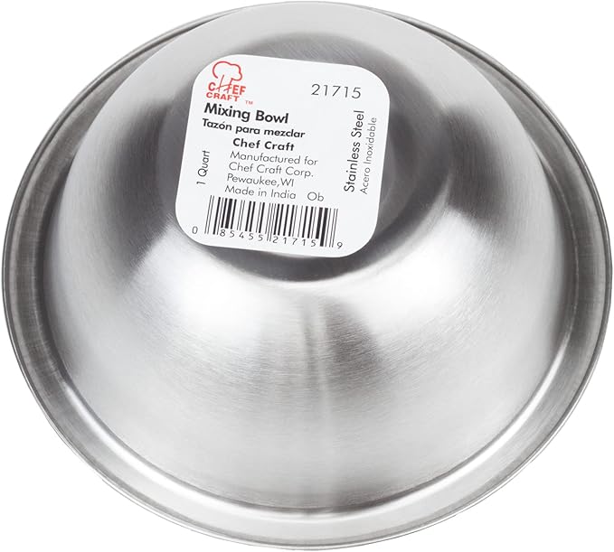 Chef Craft Brushed Mixing Bowl Set, 5 Piece Set, Stainless Steel