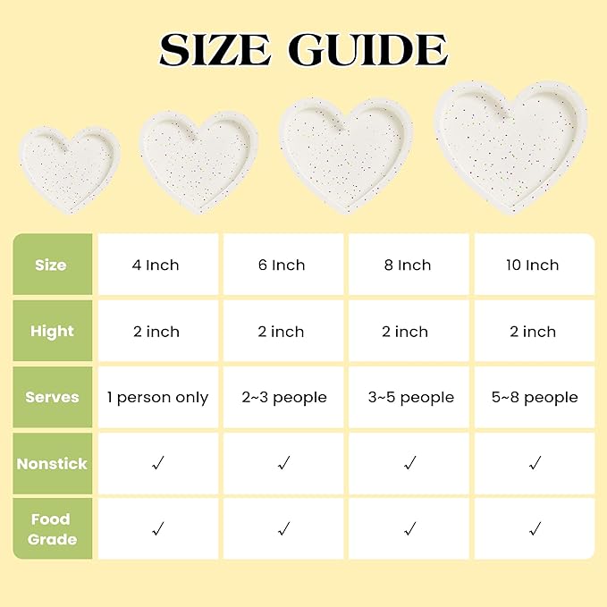 4 Inch Mini Heart Shaped Cake Pans Nonstick Silicone Heart Cake Molds for Baking Set of 3 (Cream)