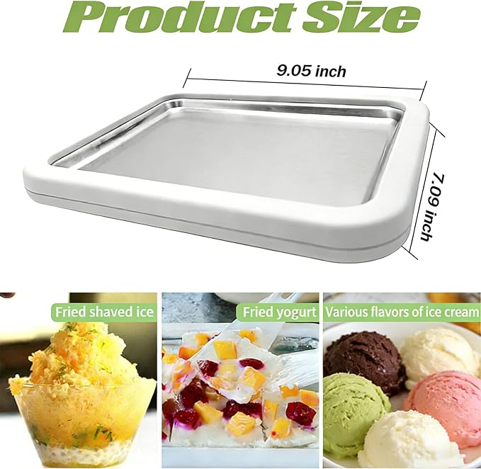 Rolled Ice Cream Maker, New Homemade Ice Cream Roller Maker, Instant Ice Cream Maker, DIY Fun Family Activity Rolled Ice Cream Tray for Yogurt, Sorbetand and Gelatod with 2 Scrapers(Green)