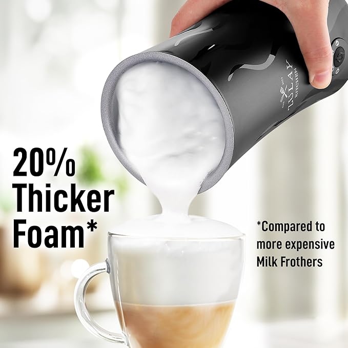 Zulay 4-in-1 Milk Frother and Steamer - Automatic Hot and Cold Foam Maker with Auto Shut Off & Temperature Control for Coffee, Latte, Cappuccino, Hot Chocolate - Black