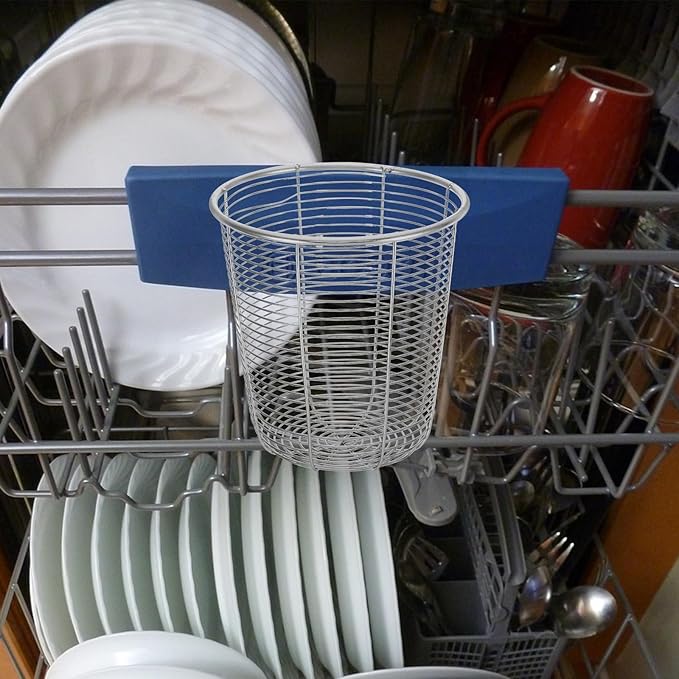 Cabilock Dishwasher Chopstick Basket with Hooks, Stainless Steel Kitchen Utensil Holder, Cutlery Organizer for Chopsticks Spoons Forks Straws, Small Hanging Silverware Drying Rack, 3pcs