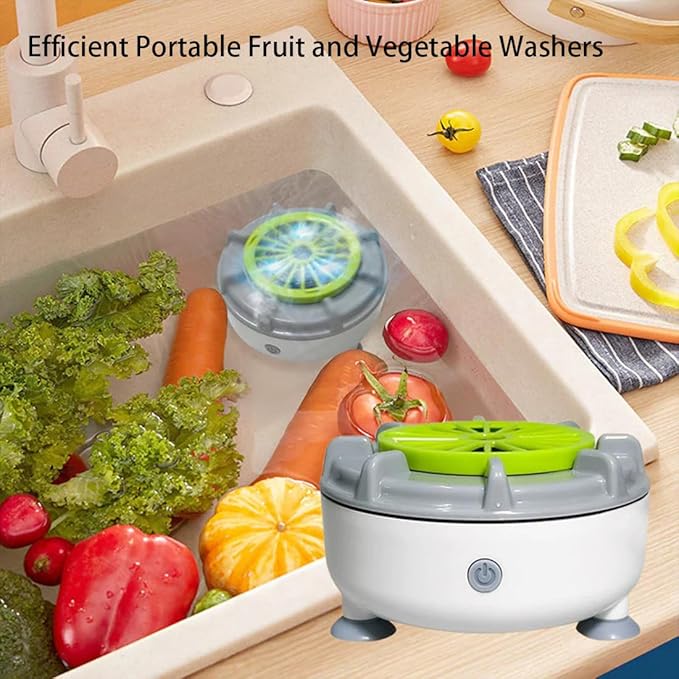 Efficient Portable Fruit and Vegetable Washers, Fruit and Vegetable Cleaning Machine, Electric Fruit Cleaner for Washing Fruits, Vegetables, Grain, Meat, Water-Proof & Wireless Charging (C)