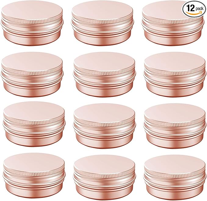 4 Ounce Aluminum Tin Jar with Screw Cap 120mL Tin Cans Refillable Containers for Cosmetic, Lip Balm, Cream, Lotion, Balms, Spices, Salve, Rose Gold 12 Pcs