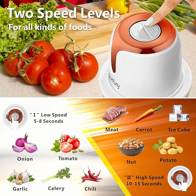 Sunfuny Cordless Food Processor, Mini Food Chopper Wireless with 5-Cup Glass Bowl, 6000mAh Battery USB-C Rechargeable Vegetable Chopper, Electric Meat Blender Garlic Grinder,Mom's Gift (Rose Gold)
